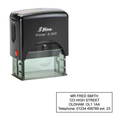 Shiny S-843 Self Inking Stamp 47 x 18mm | Custom Name, Logo & Address Rubber Stamp